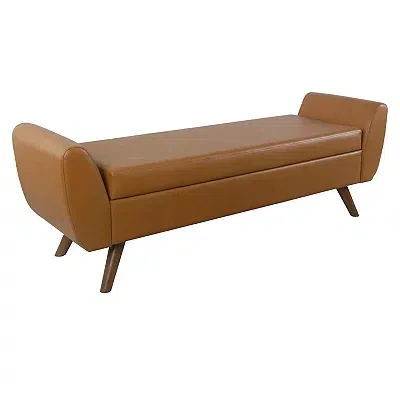 Kirkland's Caramel Vegan Leather Storage Bench In Brown