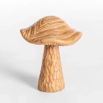 Kirkland's Carved Mushroom Figurine In Brown