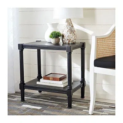 Kirkland's Carved Pinewood Farmhouse Accent Table In Black