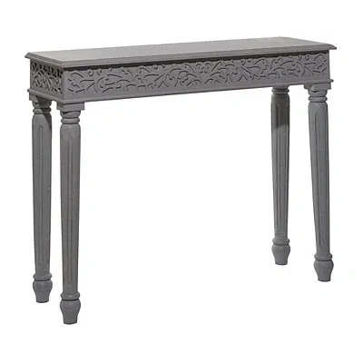 Kirkland's Carved Wood Console Table In Gray