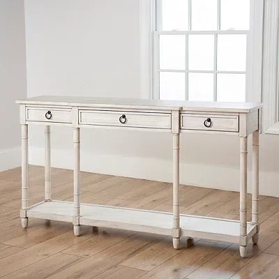 Kirkland's Casey Cream 3-drawer Console Table In White