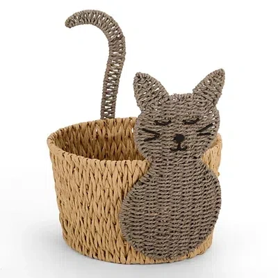 Kirkland's Cat Rattan Basket In Multi