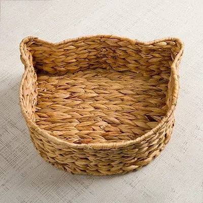 Kirkland's Cat Shaped Natural Hyacinth Basket In Brown