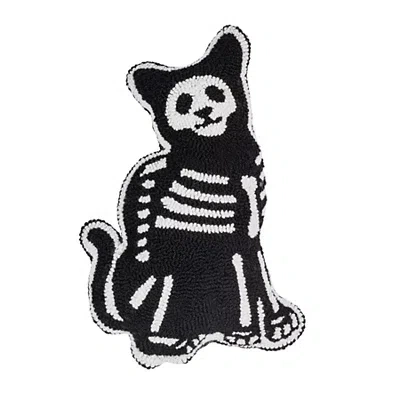 Kirkland's Cat Skeleton Shaped Hooked Pillow In Black