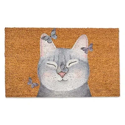 Kirkland's Cat With Butterflies Doormat In Animal Print