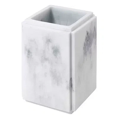 Kirkland's Catania Faux Marble Bathroom Tumbler In White