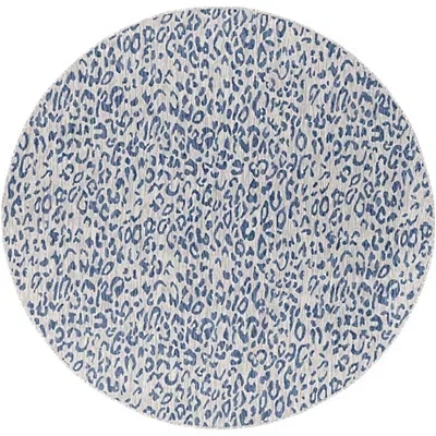 Kirkland's Cauli Blue Leopard Print Round Outdoor Rug