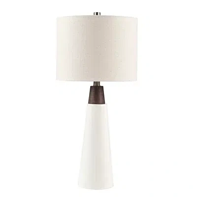 Kirkland's Ceramic And Wood Cone Table Lamp In White