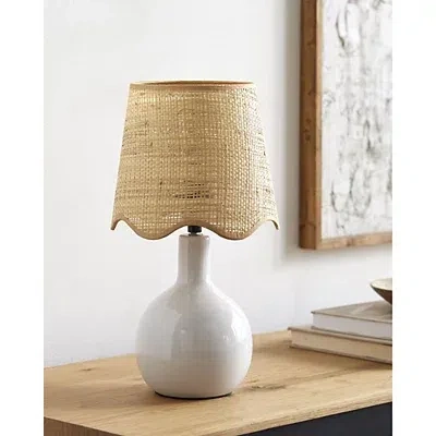 Kirkland's Ceramic Balbao Scalloped Shade Table Lamp In White
