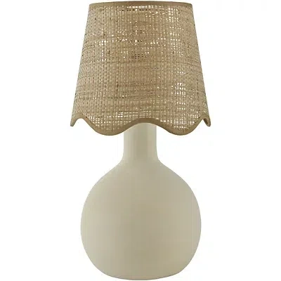 Kirkland's Ceramic Balbao Scalloped Shade Table Lamp In White