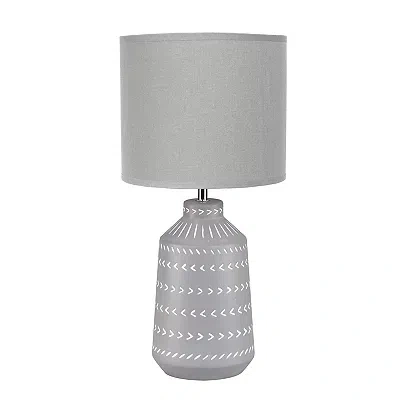 Kirkland's Ceramic Boho Pattern Table Lamp In Gray