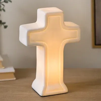 Kirkland's Ceramic Cross Tabletop Night Light In White
