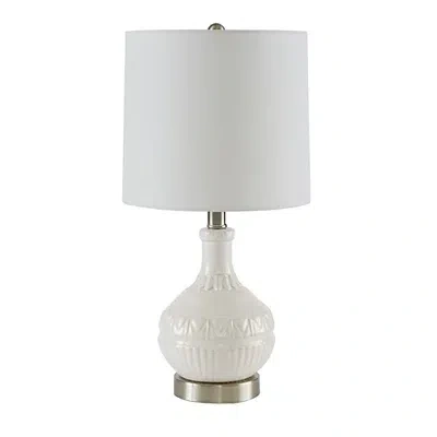 Kirkland's Ceramic Embossed Table Lamp In White