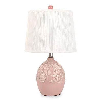 Kirkland's Ceramic Flowers Table Lamp In White