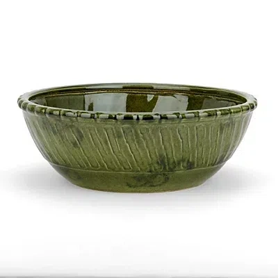 Kirkland's Ceramic Glaze Decorative Bowl In Green