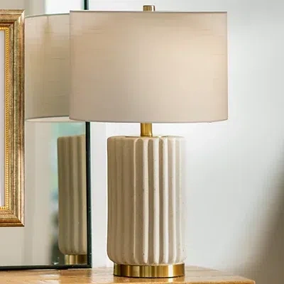 Kirkland's Ceramic Ribbed Ella Table Lamp In White