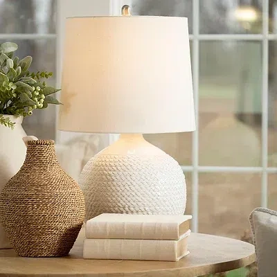 Kirkland's Ceramic Rope Table Lamp In White