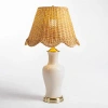 Kirkland's Ceramic Table Lamp With Woven Shade In Multi