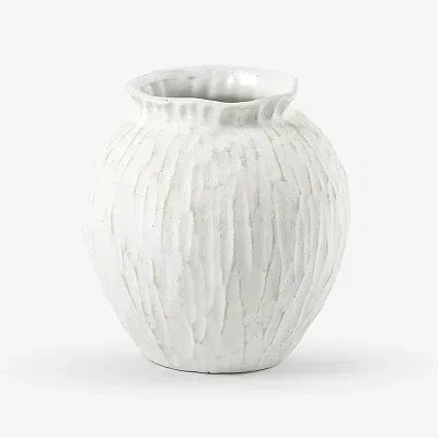 Kirkland's Ceramic Textured Round Vase In White