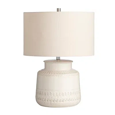Kirkland's Ceramic X-pattern Table Lamp In White