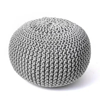 Kirkland's Chain Knitted Round Pouf In Gray