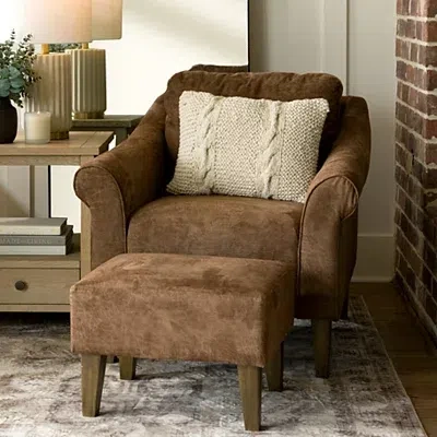 Kirkland's Chair & Ottoman Set In Brown