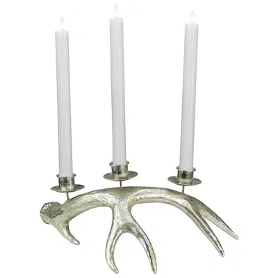 Kirkland's Champagne Deer Antler Taper Candle Holder In Silver