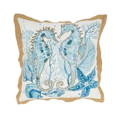 Kirkland's Charming Seahorses Outdoor Pillow In Blue