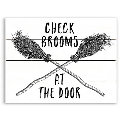 Kirkland's Check Brooms At The Door Halloween Wall Plaque In Multi
