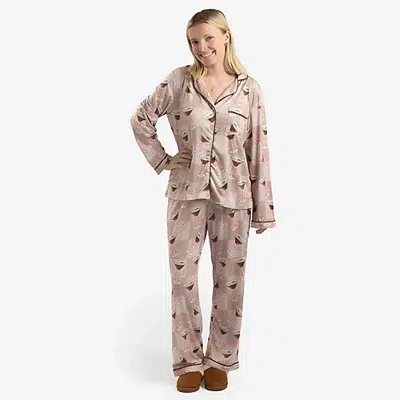 Kirkland's Checkered Espresso Martini Xl Pajama Set In Brown