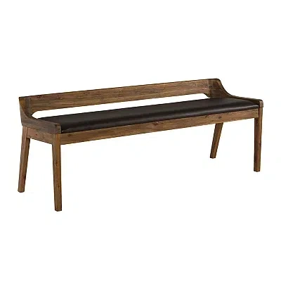 Kirkland's Chestnut Acacia Wood Cushioned Bench In Brown
