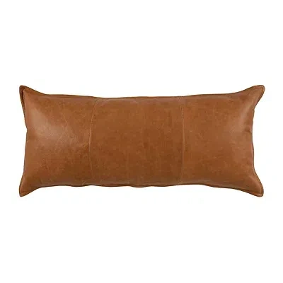 Kirkland's Chestnut Distressed Patina Leather Lumbar Pillow In Multi