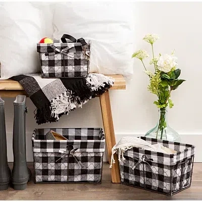 Kirkland's Chicken Wire And Buffalo Check Baskets In Black