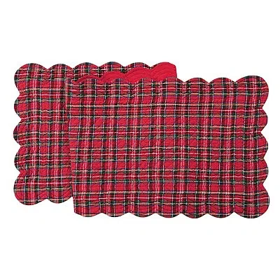 Kirkland's Christmas Red Plaid Scalloped Table Runner
