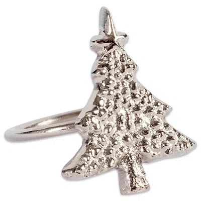 Kirkland's Christmas Tree Napkin Rings In Silver