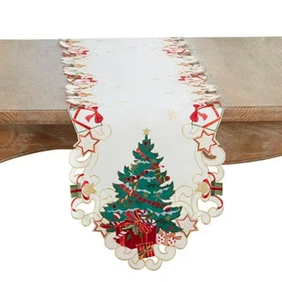 Kirkland's Christmas Tree Shaped Edge Table Runner In White