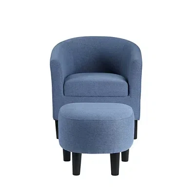 Kirkland's Churchill Accent Chair & Ottoman Set In Blue