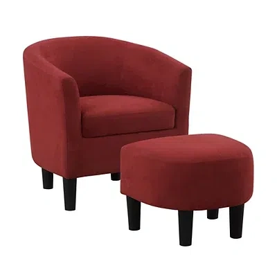 Kirkland's Churchill Accent Chair & Ottoman Set In Red