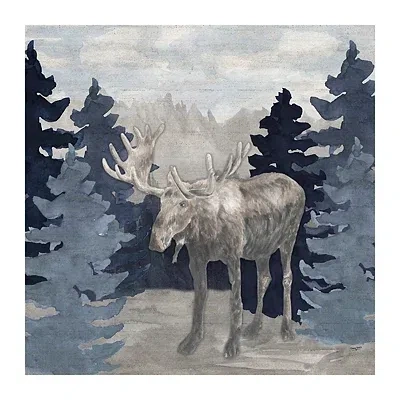 Kirkland's Cliff Mountains Moose Iv Canvas Art Print In Blue