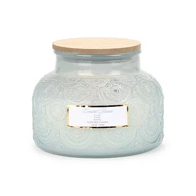 Kirkland's Coastal Breeze Etched Glass 2-wick Jar Candle In Blue