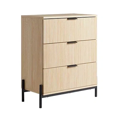 Kirkland's Coastal Oak Reeded 3-drawer Dresser In Neutral