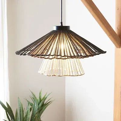 Kirkland's Coastal Raffia Pendant Light In Brown