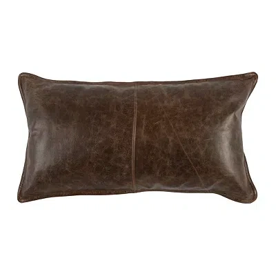 Kirkland's Cocoa Brown Distressed Leather Lumbar Pillow