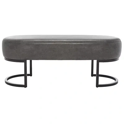 Kirkland's Cognac Faux Leather Leota Bench In Brown