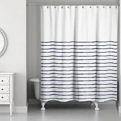 Kirkland's Colorblock Striped Shower Curtain In White