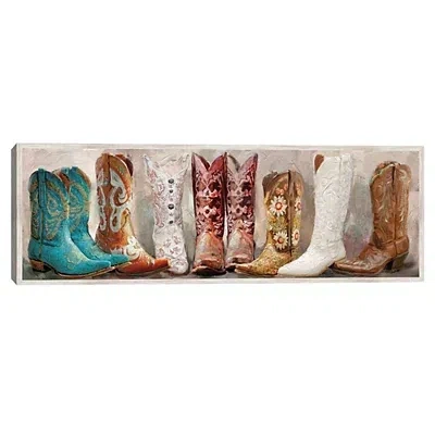 Kirkland's Colorful Cowgirl Boots Framed Canvas Art Print In Multi