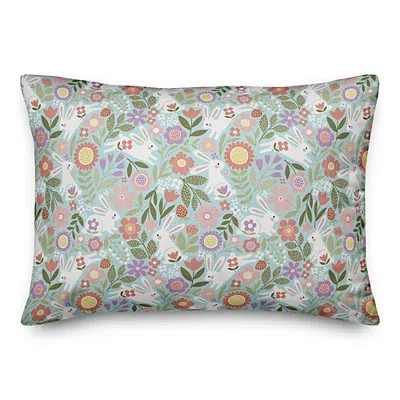 Kirkland's Colorful Floral Bunnies Lumbar Pillow In Multi