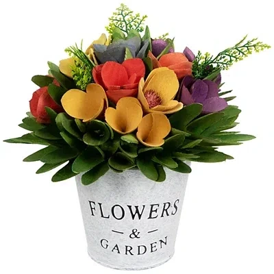 Kirkland's Colorful Wooden Floral Arragement In Pot In Multi