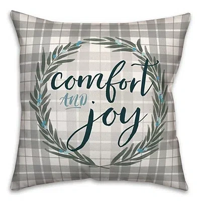 Kirkland's Comfort And Joy Plaid Christmas Pillow In Gray