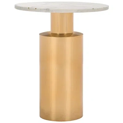 Kirkland's Copper Metal Marble Alberta Accent Table In Gold